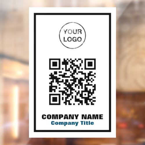 Business Name Logo and QR Code Window Cling