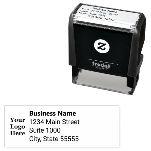 Business Name Logo and Return Address Template Self_inking Stamp