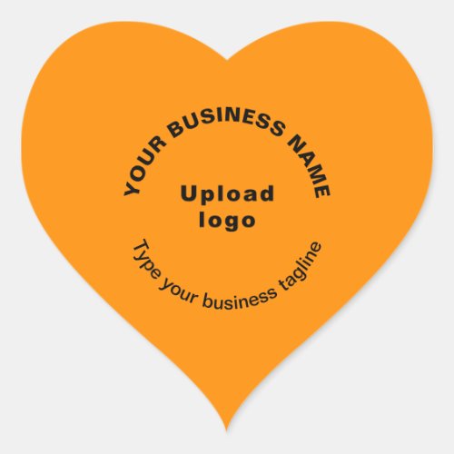 Business Name Logo and Tagline on Orange Color Heart Sticker