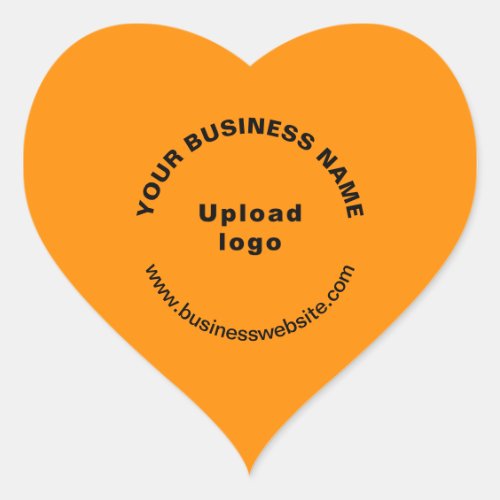 Business Name Logo and Website on Orange Color Heart Sticker