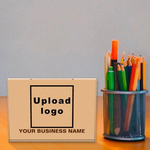 Business Name  Logo on Light Brown Acrylic Block