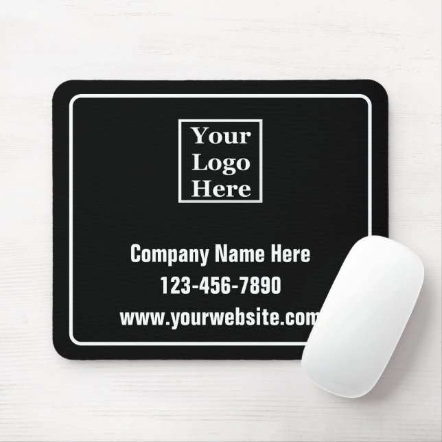 Business Name Logo Phone Website Black Template Mouse Pad (With Mouse)
