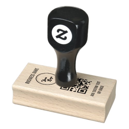 Business Name Logo QR Code Modern Professional Rubber Stamp