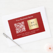 Business name logo qr code red rectangular sticker | Zazzle