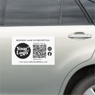 Business Name Logo QR Code Website Social Media Car Magnet