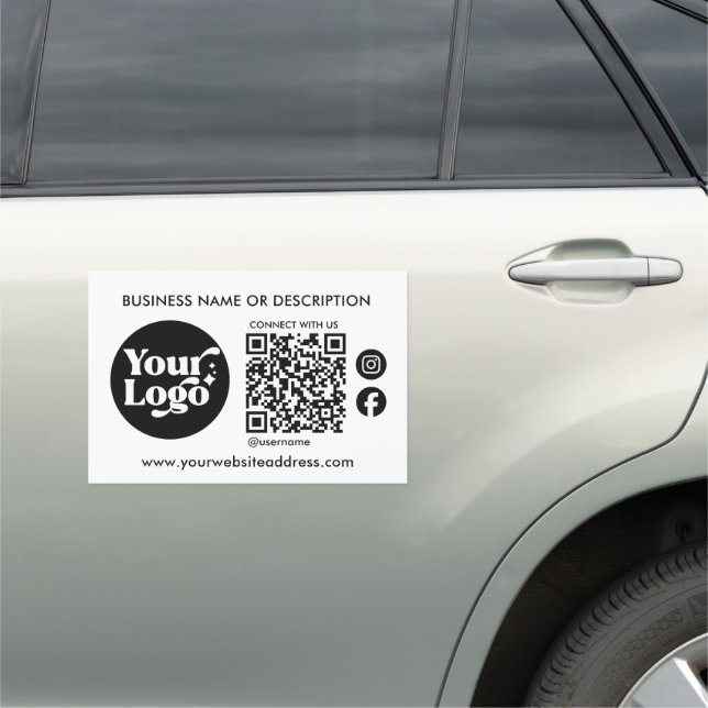 Business Name Logo QR Code Website Social Media Car Magnet (In Situ)