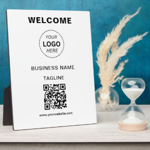 Business Name Logo & QR Code Welcome Plaque