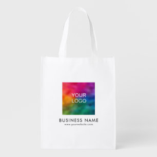 Business Name Logo Reusable Double Sided Shopping Grocery Bag