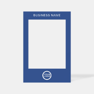 Business Name Logo Simple Minimalist Blue Selfie Frame