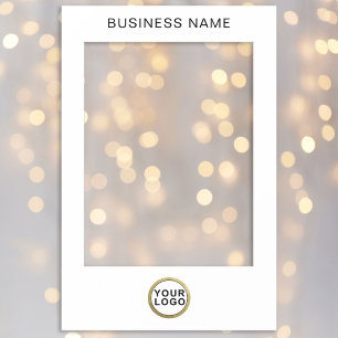 Business Name Logo Simple Minimalist White Selfie Frame
