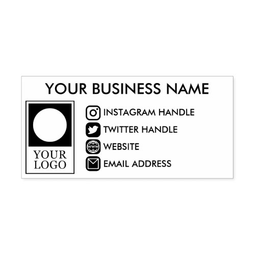 Business Name Logo  Social Media Handles Self_inking Stamp