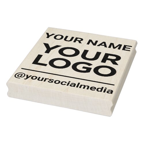 Business Name Logo Social Media Modern Large Rubber Stamp