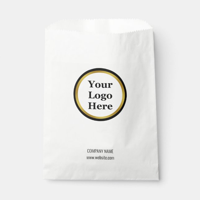 Business Name Logo Website Black White and Gold Favor Bag (Front)