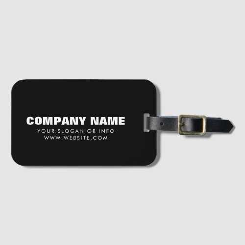 Business Name  Minimalist Simple Clean Black Luggage Tag