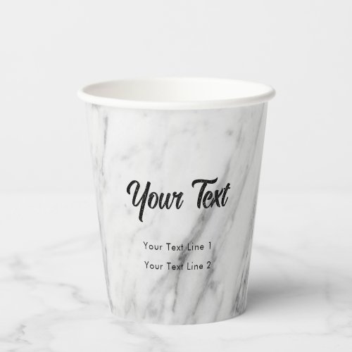 Business Name Modern Professional White Marble Paper Cups