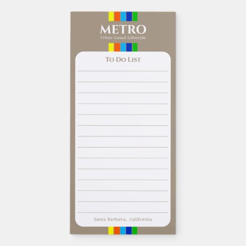 Business Name Modern Stripes Beige To Do List  Magnetic Notepad