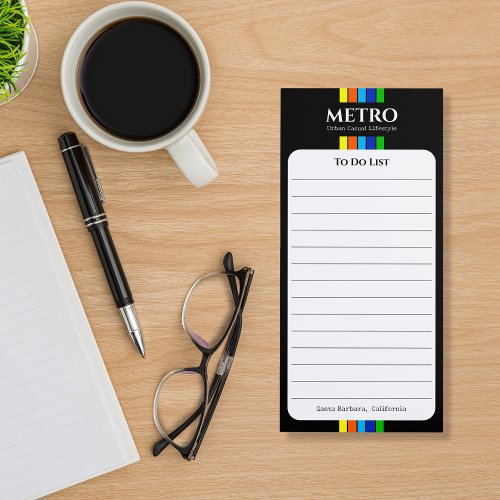Business Name Modern Stripes Black To Do List Magnetic Notepad