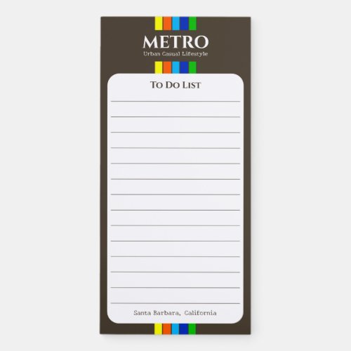 Business Name Modern Stripes Brown To Do List Magnetic Notepad