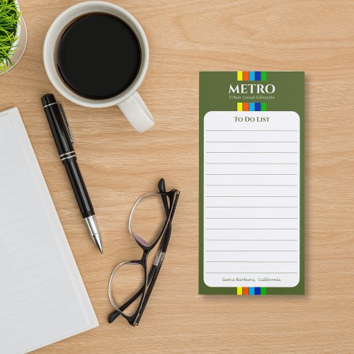 Business Name Modern Stripes Green To Do List Magnetic Notepad