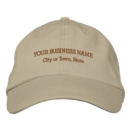 Business Name on Adjustable Khaki Embroidered Baseball Cap