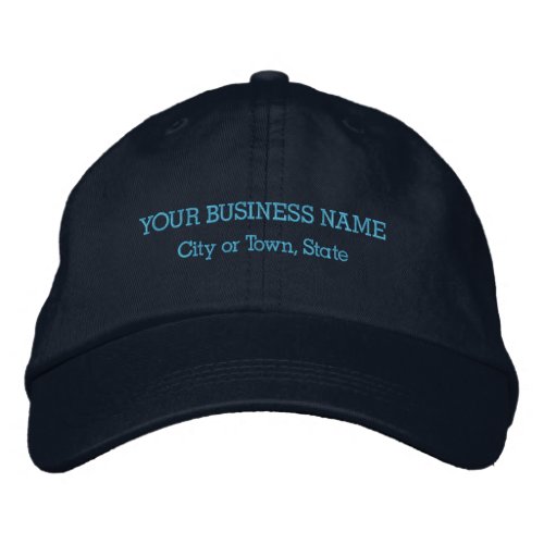 Business Name on Adjustable Navy Color Embroidered Baseball Cap