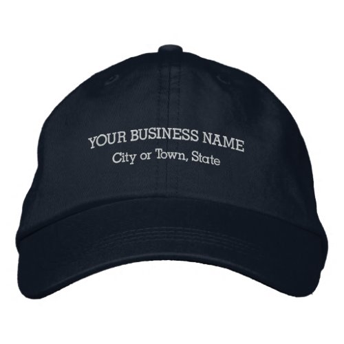 Business Name on Adjustable Navy Embroidered Baseball Cap