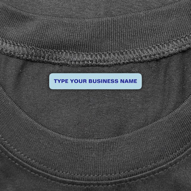 Business Name on Light Blue Rectangle Iron On Labels (Light blue rectangle iron on label with your business name)