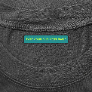 Business Name on Teal Green Rectangle Iron On Labels