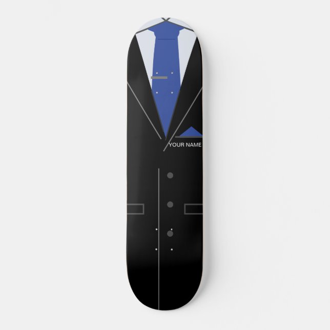 Business Name Personalized Black Suit Skateboard (Front)