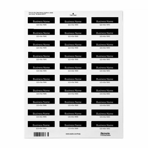 Business Name Phone Number Black and White Product Label