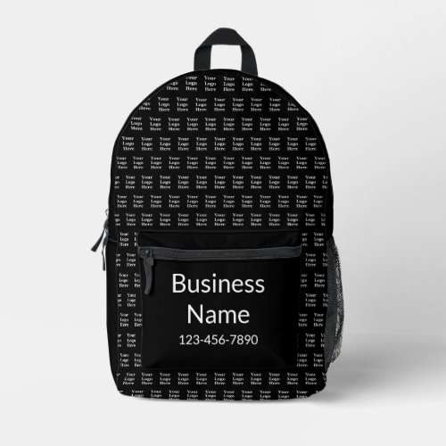 Business Name Phone Number Black Company Logo  Printed Backpack