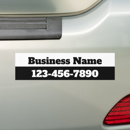 Business Name Phone Number Black White Template Bumper Sticker