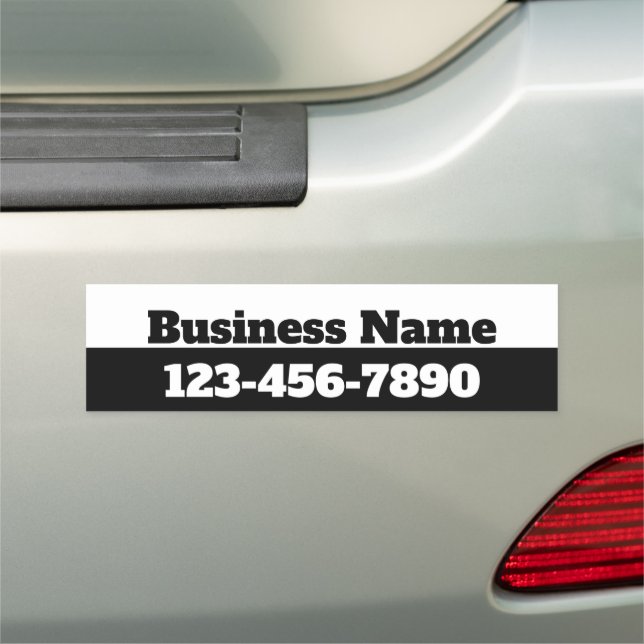 Business Name Phone Number Black White Template Car Magnet (In Situ)