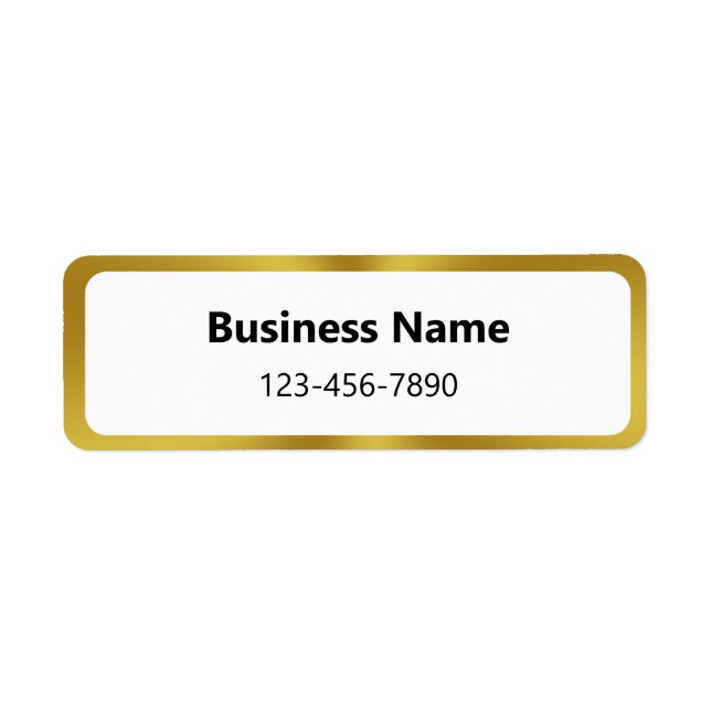 Business Name Phone Number Gold and White  Label (Front)