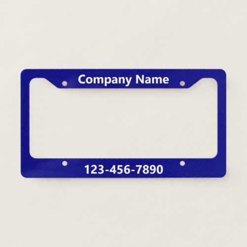 Business Name Phone Number Navy Blue License Plate Frame