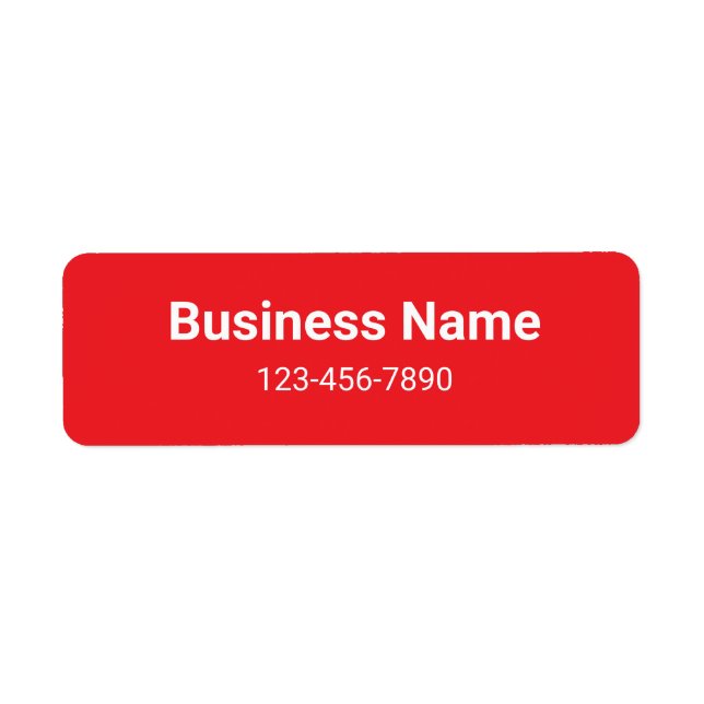 Business Name Phone Number Red White Product Label (Front)
