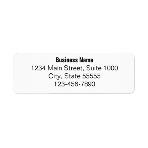 Business Name Phone Number Return Address Template Label