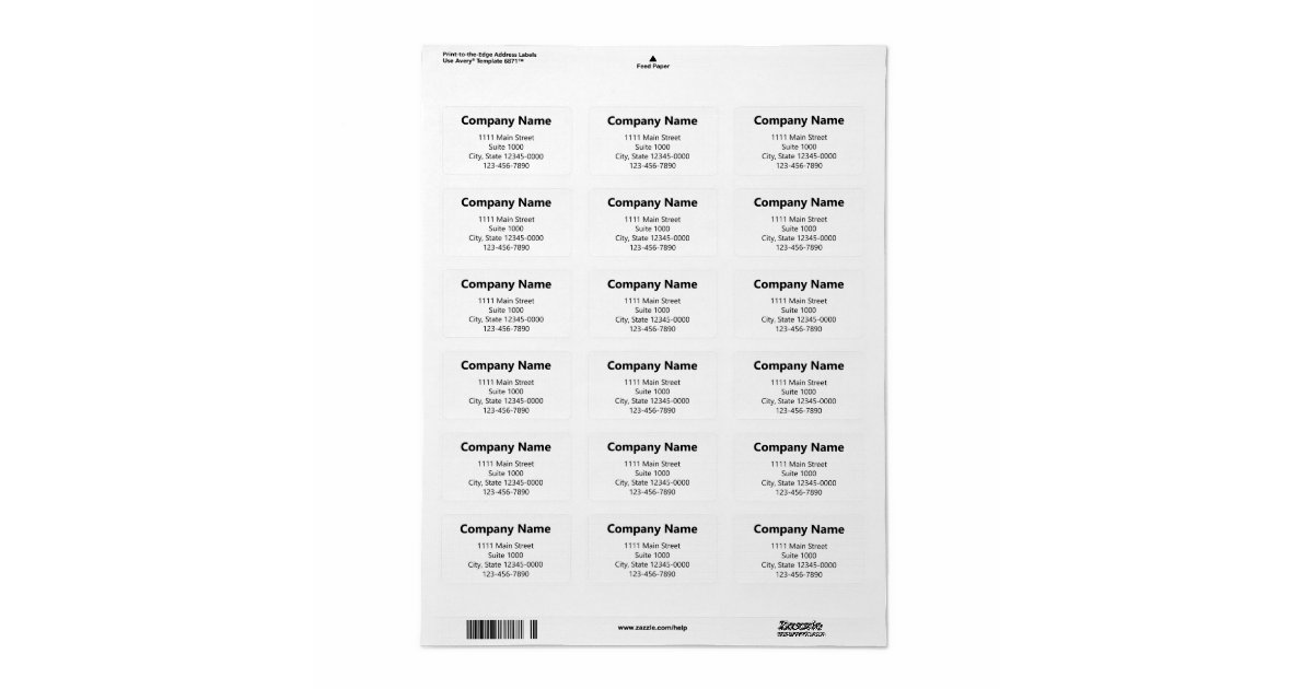 Business Name Phone Number Return Address White Label Zazzle