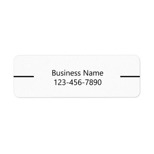 Business Name Phone Number Simple Black and White Label