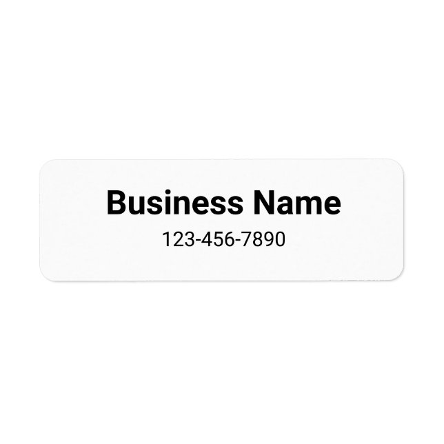 Business Name Phone Number White Product Label (Front)