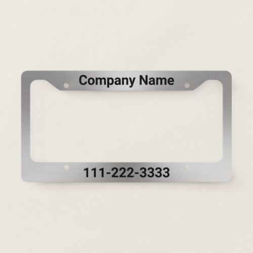 Business Name Phone Template Brushed Metal Look License Plate Frame