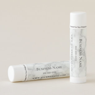 Business Name Phone Website Faux White Marble Lip Balm