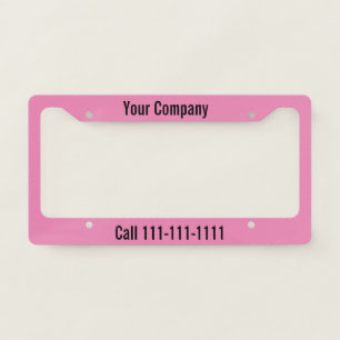 Business Name Pink and Black Phone Number Template License Plate Frame