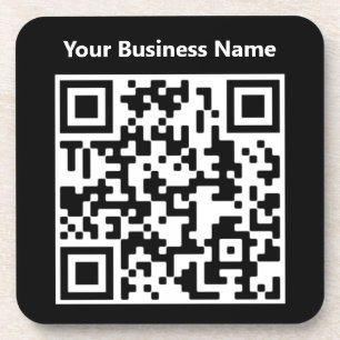 Business Name plus QR Code on a Beverage Coaster