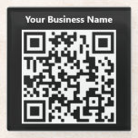 Business Name Plus Qr Code On A Glass Coaster at Zazzle