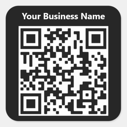 Business Name plus QR Code on a Square Sticker