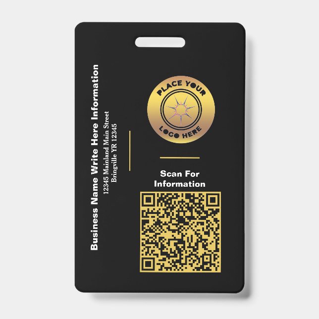 Business Name QR Code Bar Code Custom  Badge (Front)