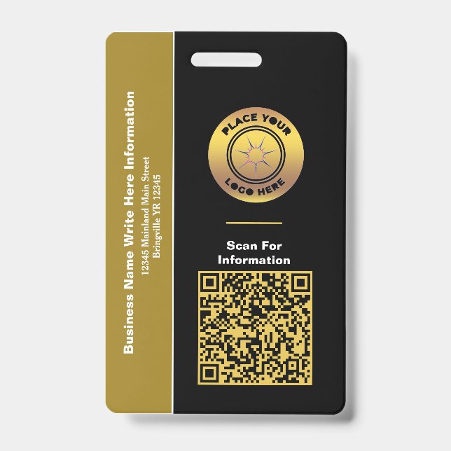 Business Name QR Code Bar Code Custom   Badge (Front)