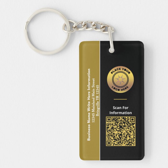 Business Name QR Code Bar Code Custom   Keychain (Front)