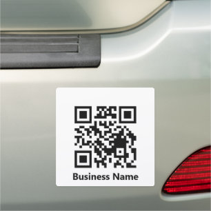 Business Name QR Code Black and White Template  Car Magnet
